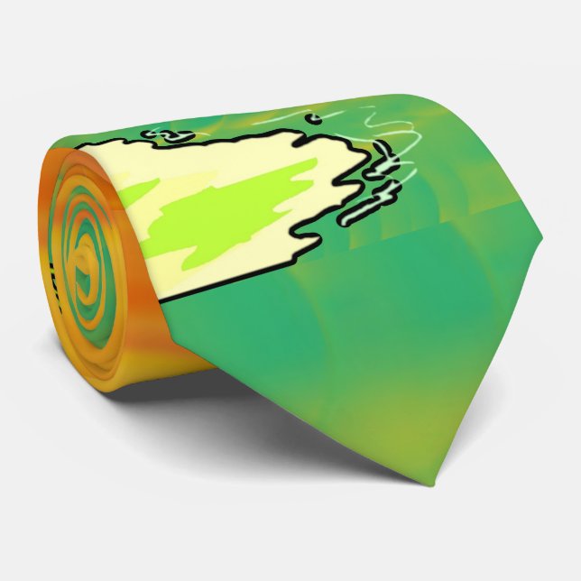 Tropical Paradise Desert Island Orange Sunset Neck Tie (Rolled)