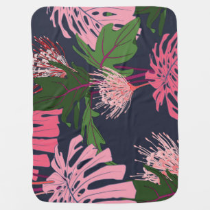 Tropical Paradise: Exotic Leaves and Flowers Baby Blanket