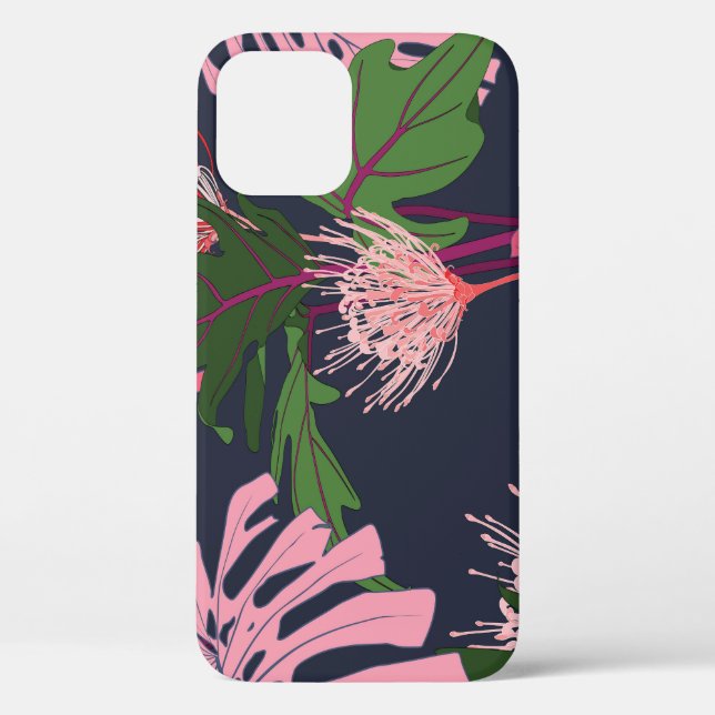 Tropical Paradise: Exotic Leaves and Flowers Case-Mate iPhone Case (Back)