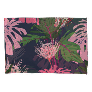 Tropical Paradise: Exotic Leaves and Flowers Pillow Case