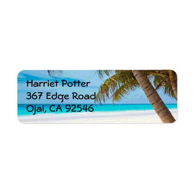 Tropical Paradise Fine Beach Palm Trees Label (Front)