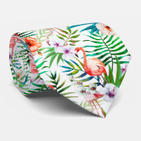 Tropical Paradise Flamingo Flowers Leaves