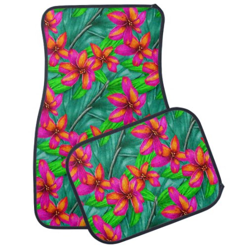 Tropical Paradise Floral Pattern Car Floor Mat