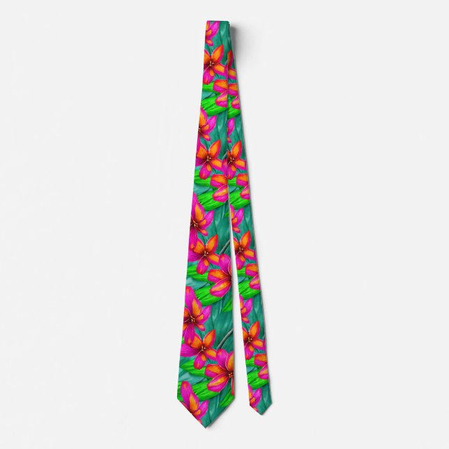 Tropical Paradise Floral Pattern Neck Tie (Front)