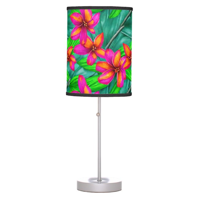Tropical Paradise Floral Pattern Table Lamp (Front)