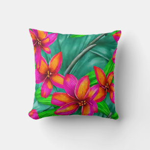 Tropical Paradise Floral Pattern Throw Pillow