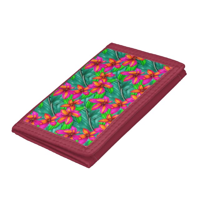 Tropical Paradise Floral Pattern Trifold Wallet (Bottom)