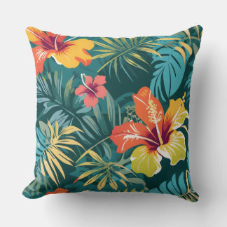 Tropical Paradise Floral Throw Pillow
