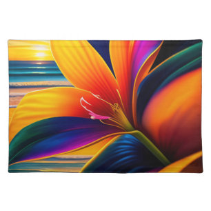 Tropical Paradise Flowers Cloth Placemat
