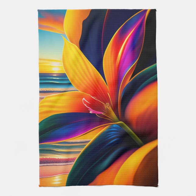 Tropical Paradise Flowers  Kitchen Towel (Vertical)