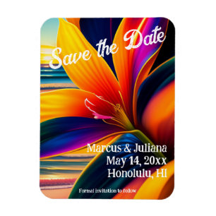 Tropical Paradise Flowers Save the Date Magnet