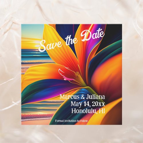 Tropical Paradise Flowers Save the Date Square Card