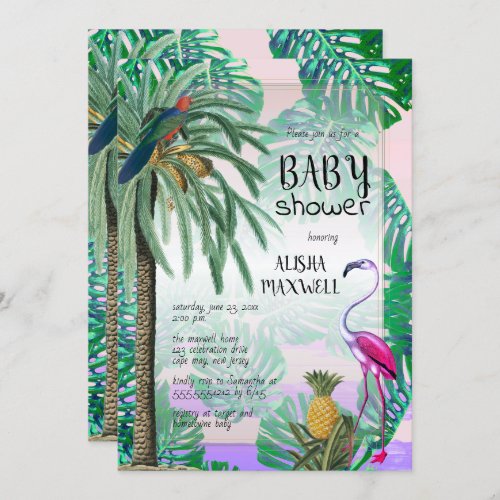 Tropical Paradise Greenery Boho Baby Shower Invitation