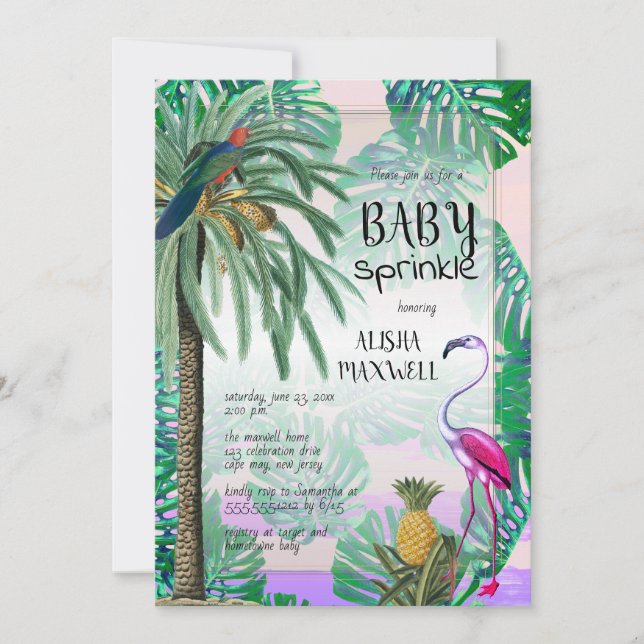 Tropical Paradise Greenery Boho Baby Sprinkle Invitation (Front)