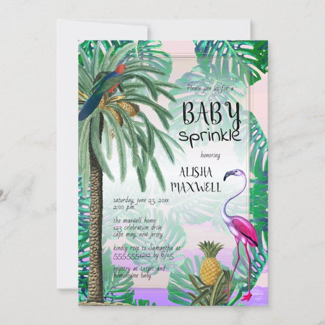 Tropical Paradise Greenery Boho Baby Sprinkle Invitation (Front)