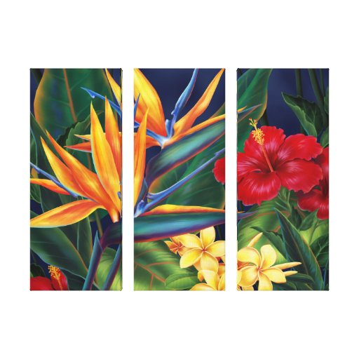 Tropical Paradise Hawaiian 3-Panel Wrapped Canvas Canvas Print | Zazzle