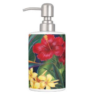 Plumeria Bath Accessory Sets Zazzle Tropical Paradise Hawaiian Bathroom Accessories Set