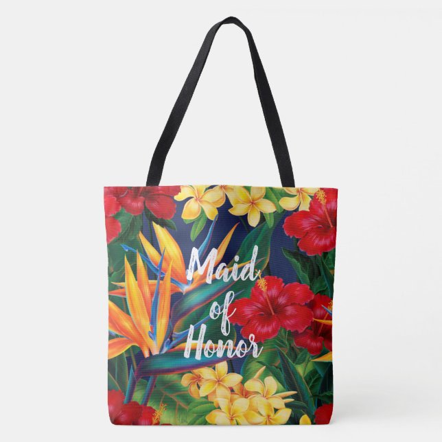 Tropical Paradise Hawaiian Customizable Beach Bag (Front)
