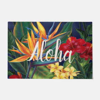 Tropical Paradise Hawaiian Floral Aloha Doormat