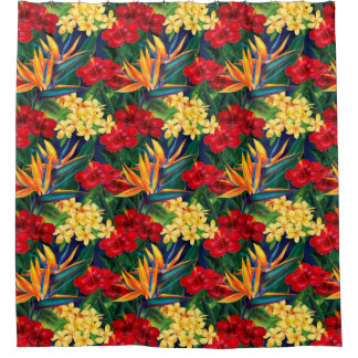 Tropical Paradise Hawaiian Floral Aloha Shirt Shower Curtain