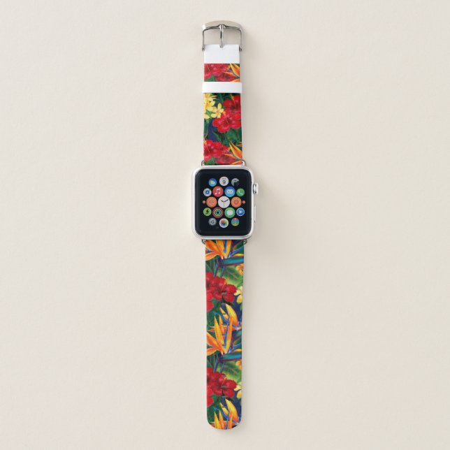 Tropical Paradise Hawaiian Floral Apple Watch Band (Front)