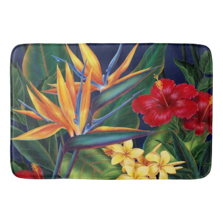 Tropical Paradise Hawaiian Floral Bathroom Mat