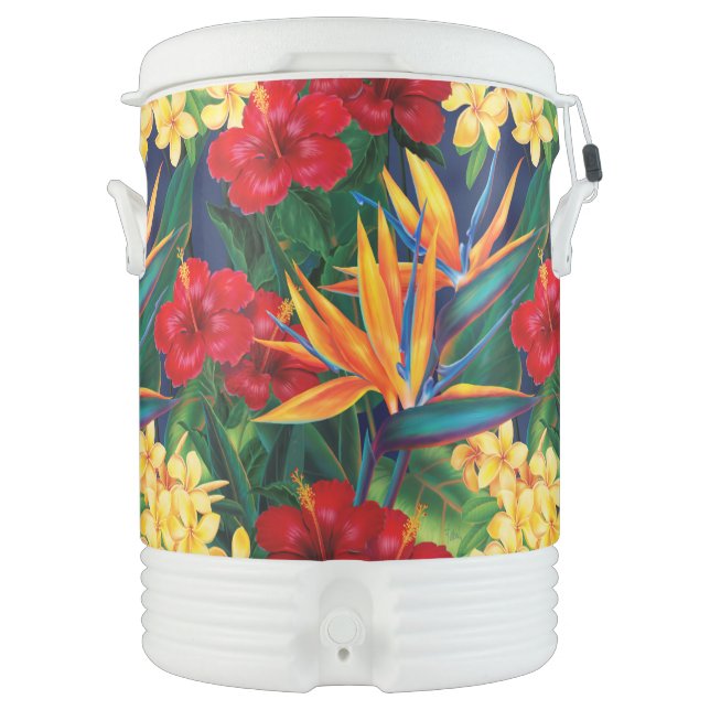 Tropical Paradise Hawaiian Floral Beverage Cooler (Front)