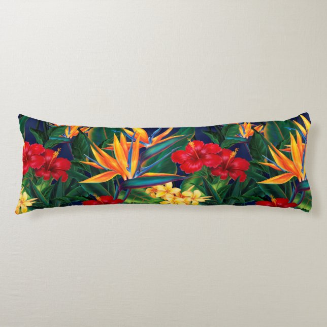 Tropical Paradise Hawaiian Floral Body Pillow (Front)