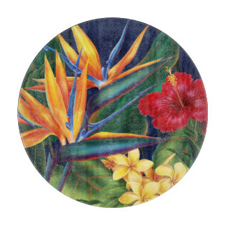 Tropical Paradise Hawaiian Floral Cutting Board