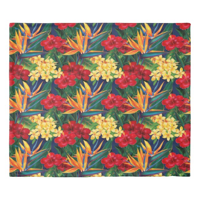 Tropical Paradise Hawaiian Floral Duvet Cover (Front)