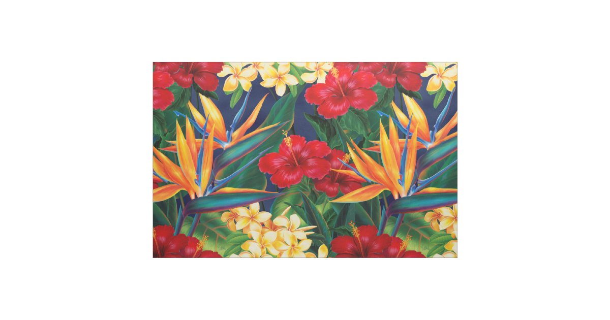 Tropical Paradise Hawaiian Floral Fabric | Zazzle