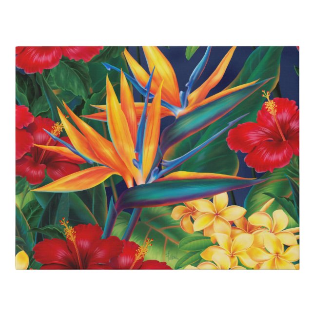 Tropical Paradise Hawaiian Floral Faux Canvas Print (Front)