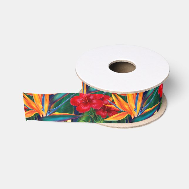 Tropical Paradise Hawaiian Floral Grosgrain Ribbon (Spool)