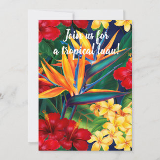 Tropical Paradise Hawaiian Floral Luau Invitation