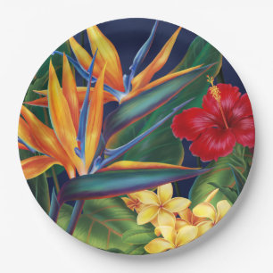 Tropical Paradise Hawaiian Floral Paper Plates