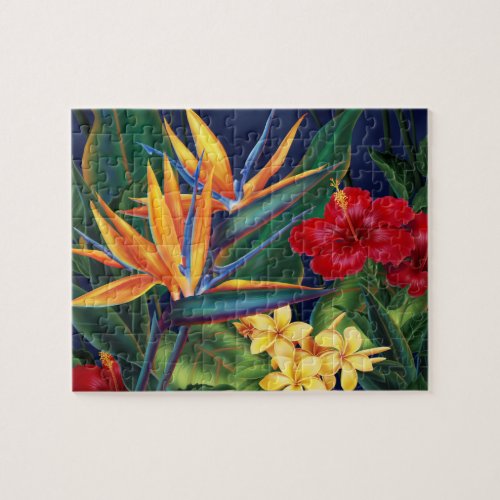 Tropical Paradise Hawaiian Floral Puzzle with Tin