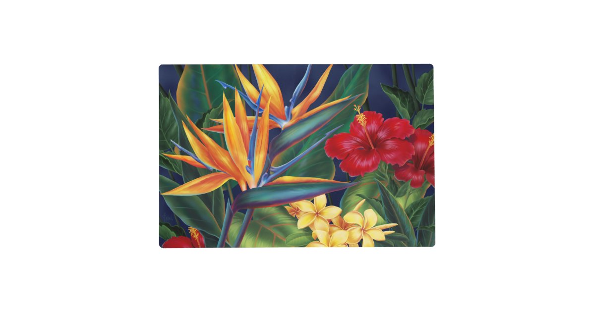 Tropical Paradise Hawaiian Floral Reversible Placemat | Zazzle