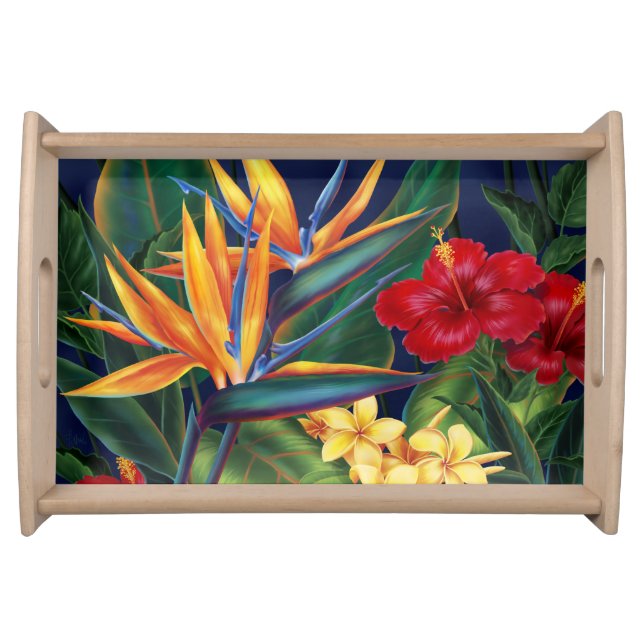 Tropical Paradise Hawaiian Floral Serving Tray (Front)