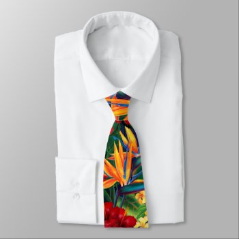 Tropical Paradise Hawaiian Floral Two-sided Tie by DriveIndustries at Zazzle