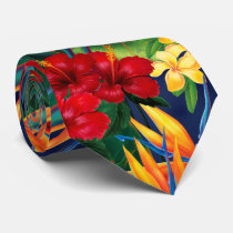 Tropical Paradise Hawaiian Floral Two-Sided Tie Tropical Paradise Hawaiian Floral Two-Sided Tie