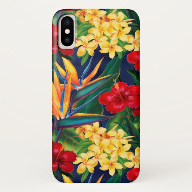 Tropical Paradise Hawaiian Floral Vertical Case-Mate iPhone Case (Back)
