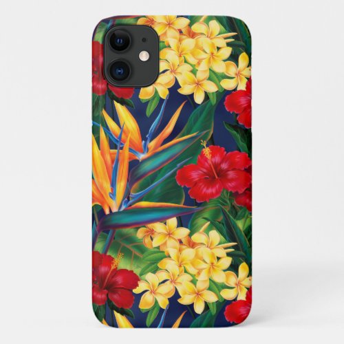 Tropical Paradise Hawaiian Floral Vertical iPhone 11 Case