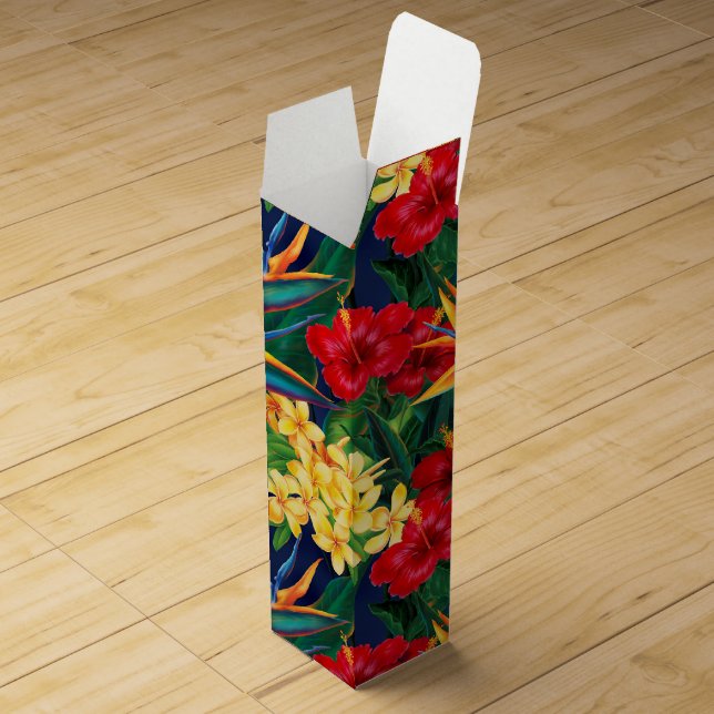 Tropical Paradise Hawaiian Floral Wine Box (Opened)