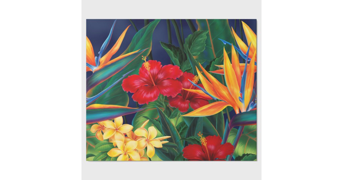 Tropical Paradise Hawaiian Floral Wrapping Paper | Zazzle