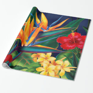Tropical Paradise Hawaiian Floral Wrapping Paper