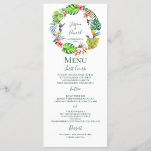 Tropical Paradise Hawaiian Floral Wreath Wedding Menu
