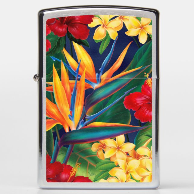 Tropical Paradise Hawaiian Floral Zippo Lighter (Front)