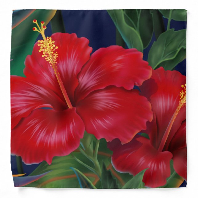 Tropical Paradise Hawaiian Hibiscus Bandana (Front)