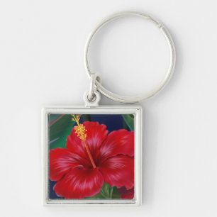 Tropical Paradise Hawaiian Hibiscus Keyrings