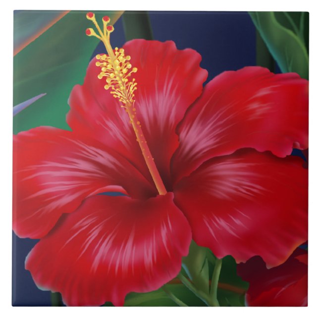 Tropical Paradise Hawaiian Hibiscus Tiles & Trivet (Front)